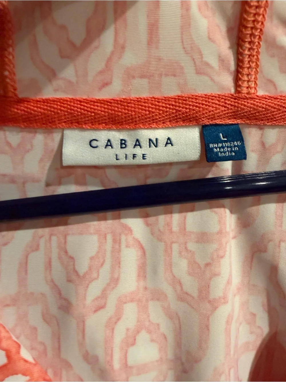 Cabana Life Pink and Coral Patterned dress with hood - Picture 2 of 3